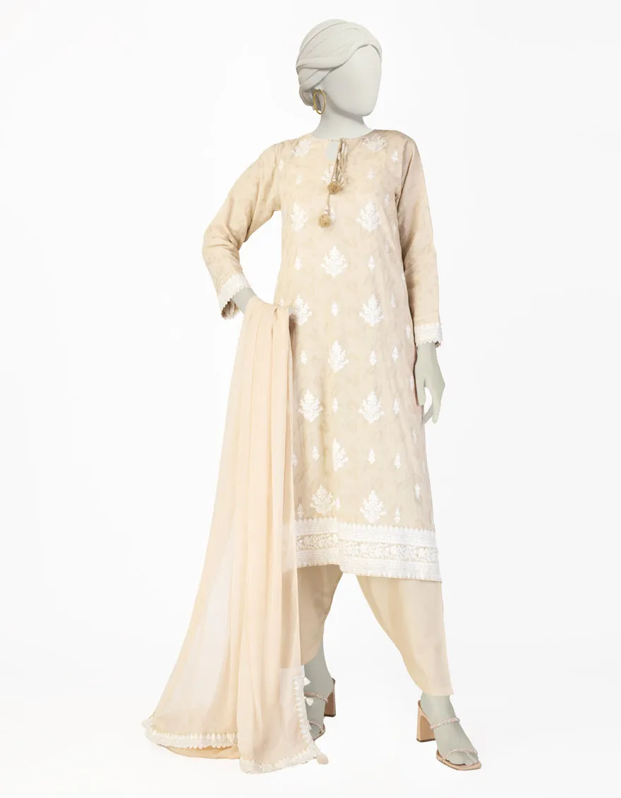 BEIGE ORGANZA 2PC STITCHED | JLAWN-S-JDS-25-1079/ sold by Junaid Jamshed