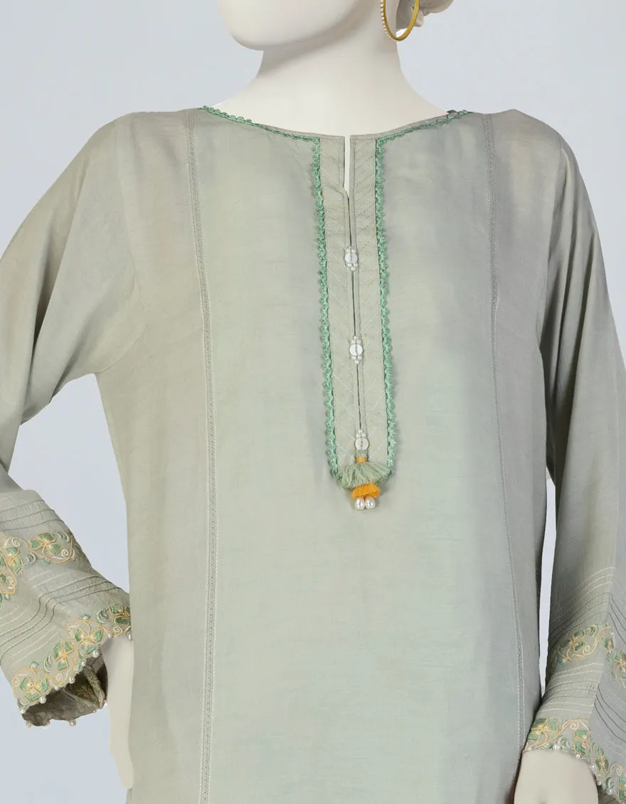 GREEN SILK 2PC STITCHED | JLAWN-S-JST-25-2061/ sold by Junaid Jamshed product image thumbnail 3