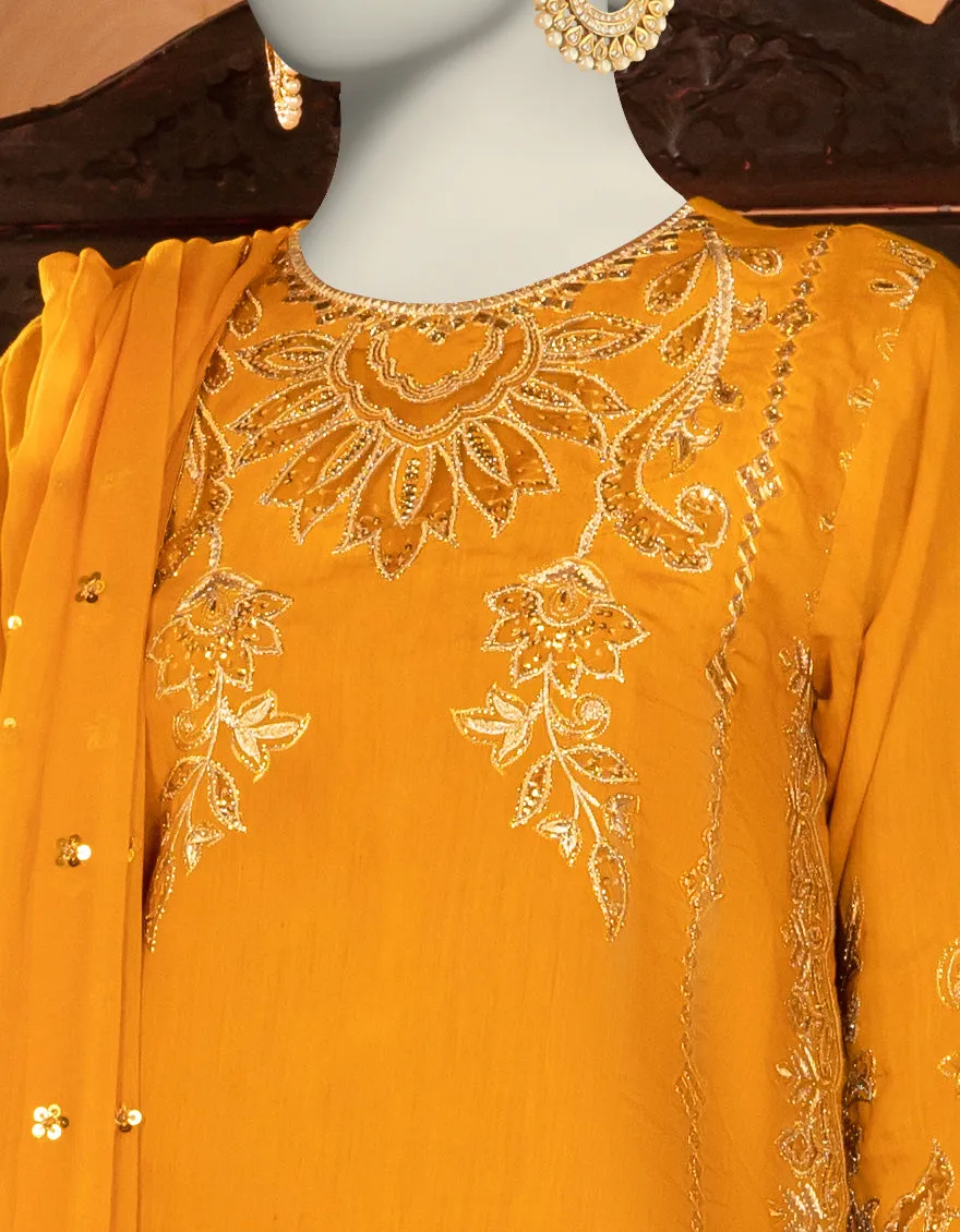 MUSTARD PAPER COTTON 3PC STITCHED | JJPW-S-JPS-25-3904 F sold by Junaid Jamshed product image thumbnail 3