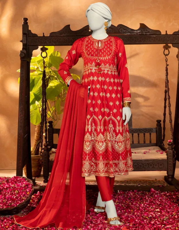 RED RAW SILK 3PC STITCHED | JJPW-S-JPS-25-3905 F sold by Junaid Jamshed