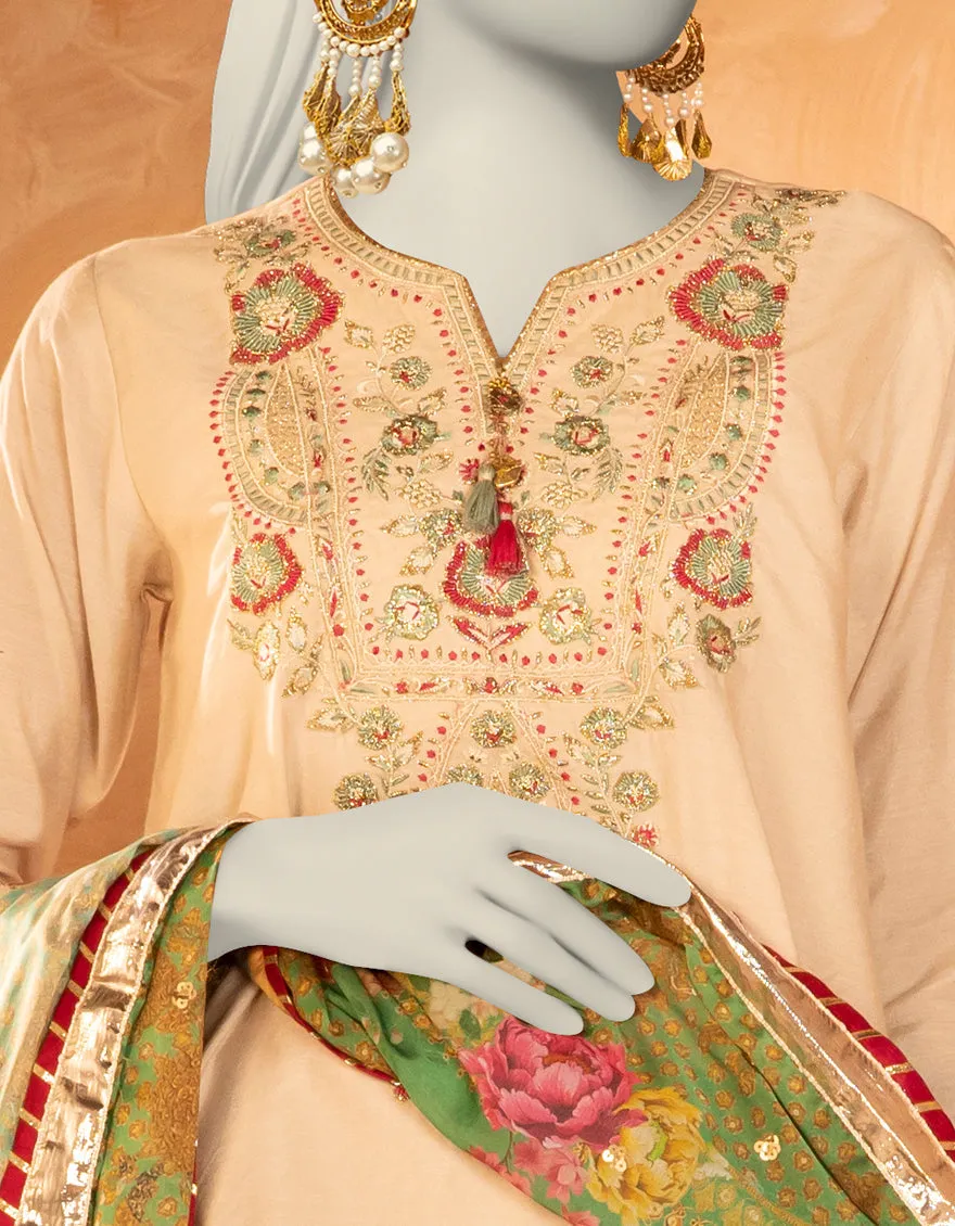 BEIGE COTTON SILK 3PC STITCHED | JJPW-S-JPS-25-3906 F sold by Junaid Jamshed product image thumbnail 4