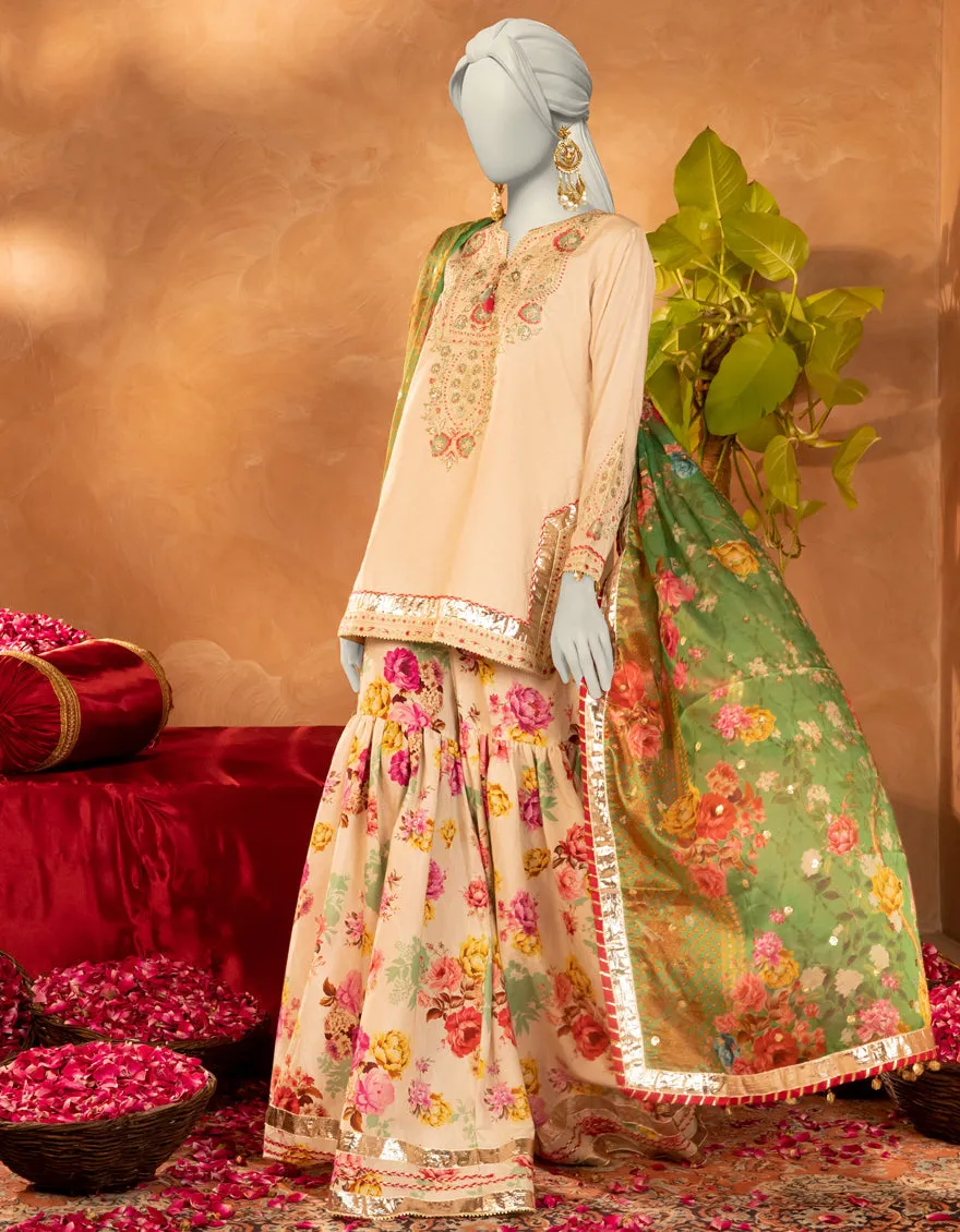 BEIGE COTTON SILK 3PC STITCHED | JJPW-S-JPS-25-3906 F sold by Junaid Jamshed