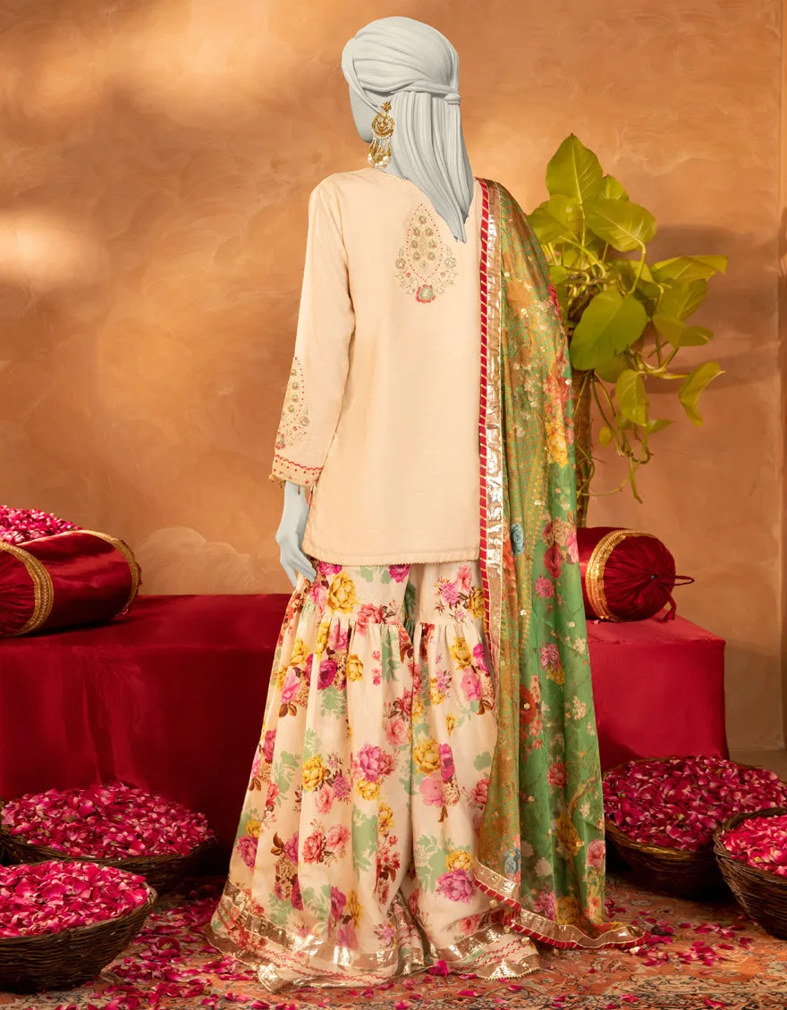 BEIGE COTTON SILK 3PC STITCHED | JJPW-S-JPS-25-3906 F sold by Junaid Jamshed product image thumbnail 2