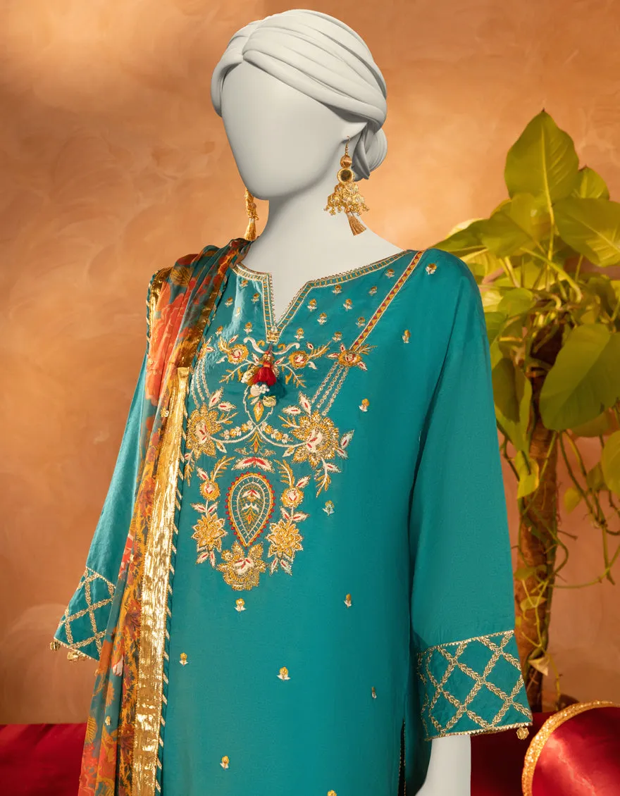 BLUE COTTON SILK 3PC STITCHED | JJPW-S-JPS-25-3909 F sold by Junaid Jamshed product image thumbnail 3