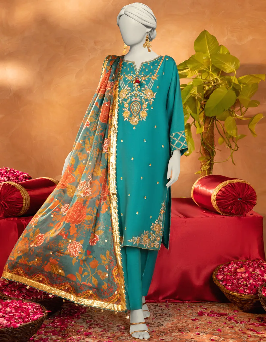 BLUE COTTON SILK 3PC STITCHED | JJPW-S-JPS-25-3909 F sold by Junaid Jamshed