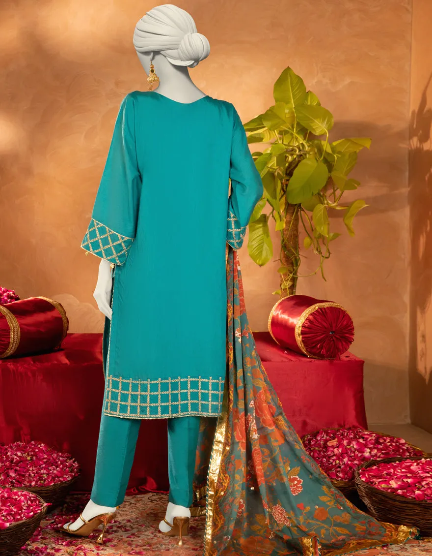 BLUE COTTON SILK 3PC STITCHED | JJPW-S-JPS-25-3909 F sold by Junaid Jamshed product image thumbnail 2