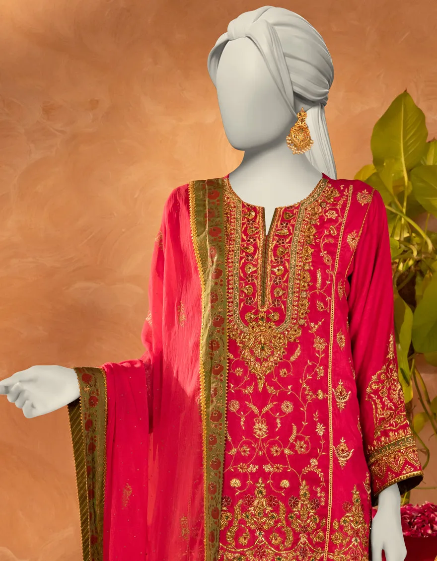 PINK RAW SILK 3PC STITCHED | JJPW-S-JPS-25-3916 F sold by Junaid Jamshed product image thumbnail 3