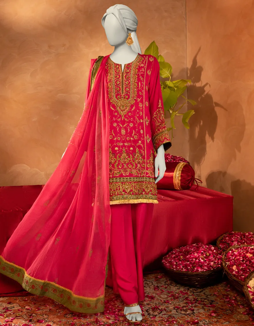 PINK RAW SILK 3PC STITCHED | JJPW-S-JPS-25-3916 F sold by Junaid Jamshed