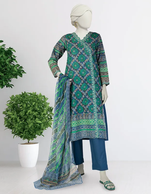 BLUE LAWN 3PC STITCHED | JLAWN-S-25-079/S CHU sold by Junaid Jamshed