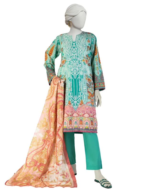 GREEN LAWN 3PC STITCHED | JLAWN-S-25-083/S ETR sold by Junaid Jamshed