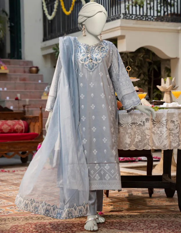 GREY DOBBY 3PC STITCHED | JLAWN-S-25-088/S MAJ sold by Junaid Jamshed