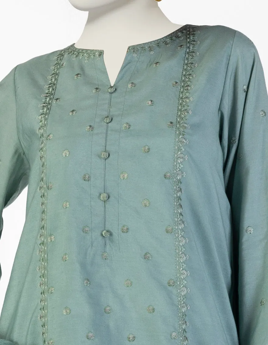 GREEN COTTON SILK 3PC STITCHED | JLAWN-S-25-091/S GRA sold by Junaid Jamshed product image thumbnail 3