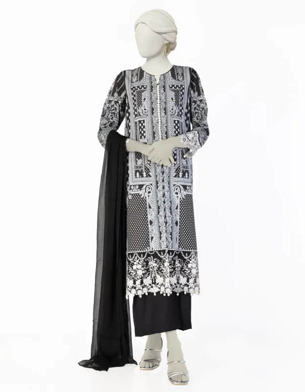 BLACK SILK 3PC STITCHED | JLAWN-S-25-102/S SHE sold by Junaid Jamshed