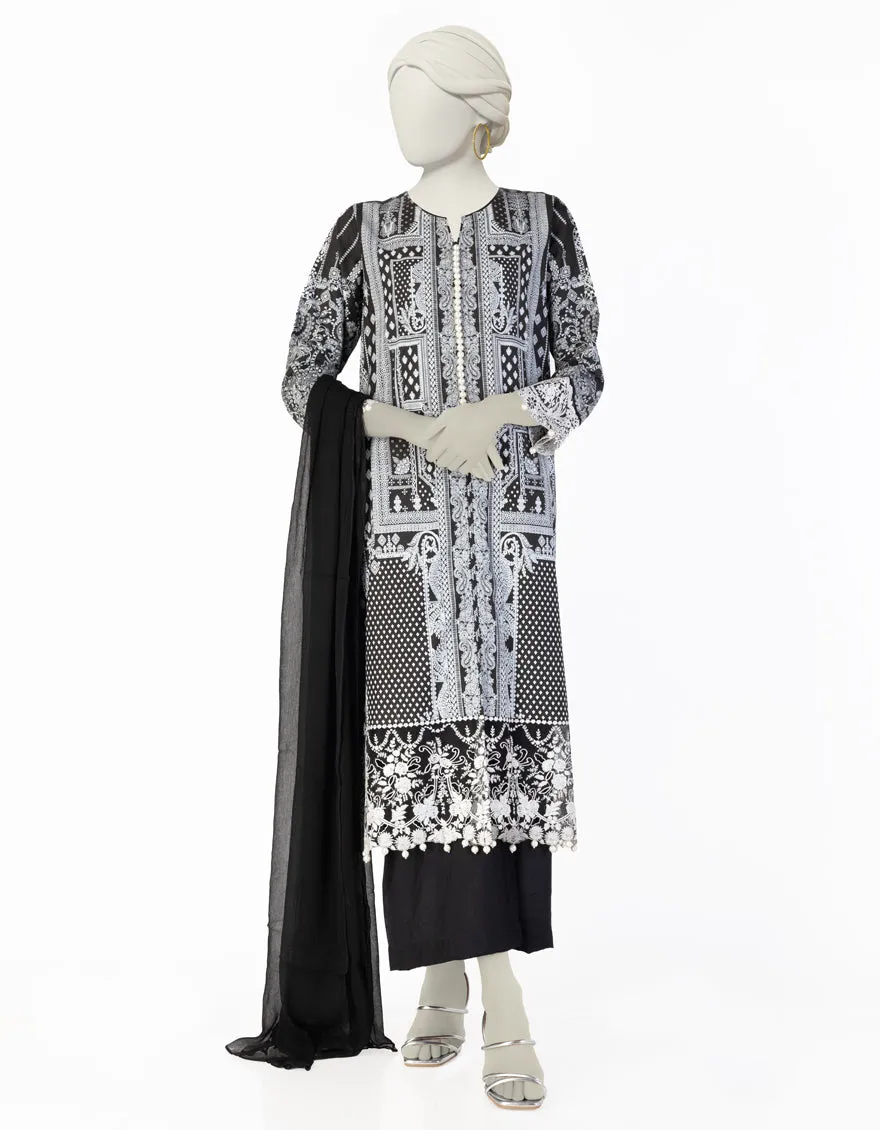 BLACK SILK 3PC STITCHED | JLAWN-S-25-102/S SHE sold by Junaid Jamshed