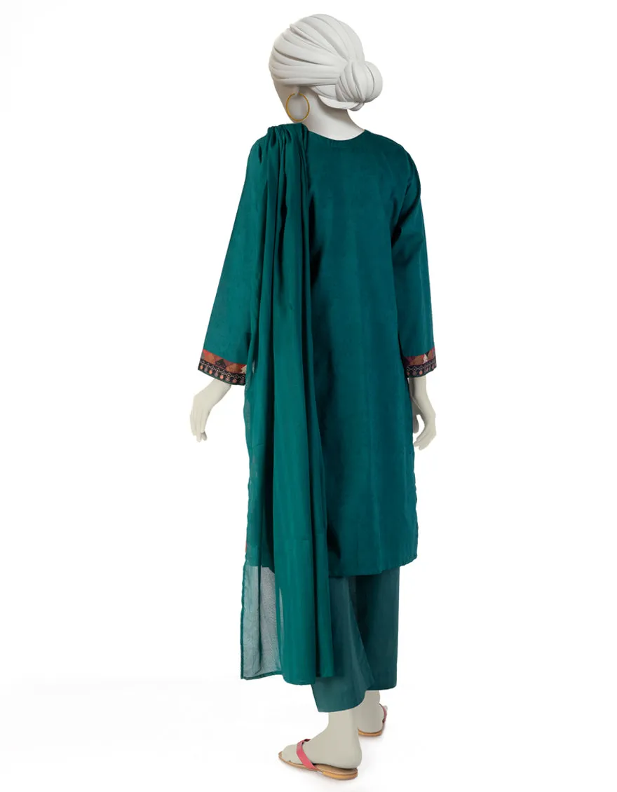 GREEN DOBBY 3PC STITCHED | JLAWN-S-25-114/S CRO sold by Junaid Jamshed product image thumbnail 3
