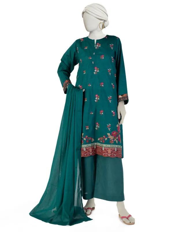 GREEN DOBBY 3PC STITCHED | JLAWN-S-25-114/S CRO sold by Junaid Jamshed