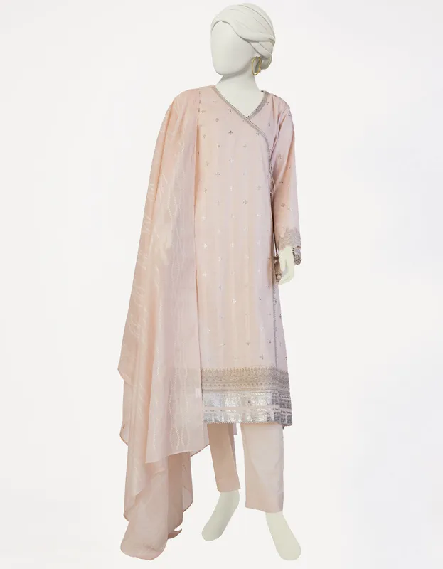 PEACH COTTON SILK 3PC STITCHED | JLAWN-S-25-120/S MAH sold by Junaid Jamshed