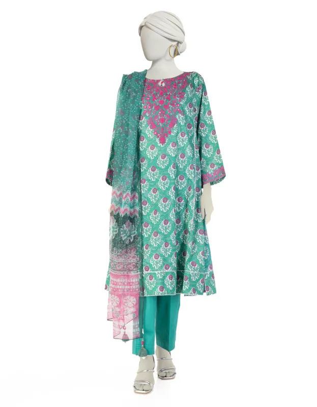 GREEN LAWN 3PC STITCHED | JLAWN-S-25-122/S MIR sold by Junaid Jamshed