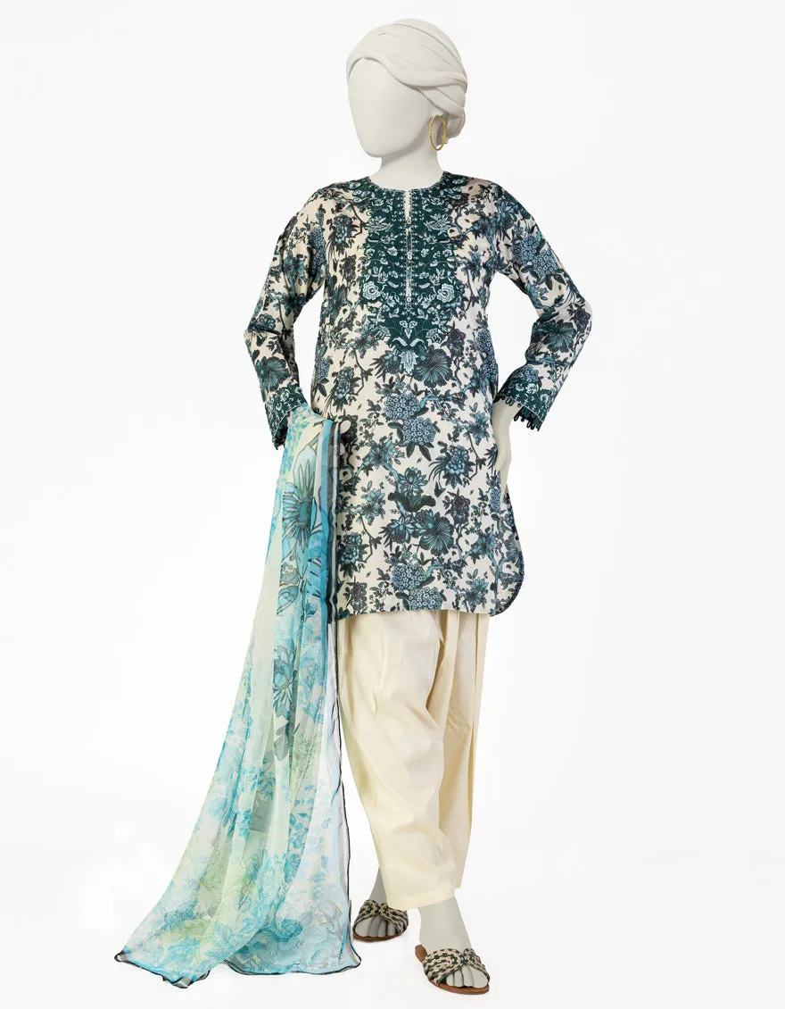 CREAM LAWN 3PC STITCHED | JLAWN-S-25-129/S GAR sold by Junaid Jamshed