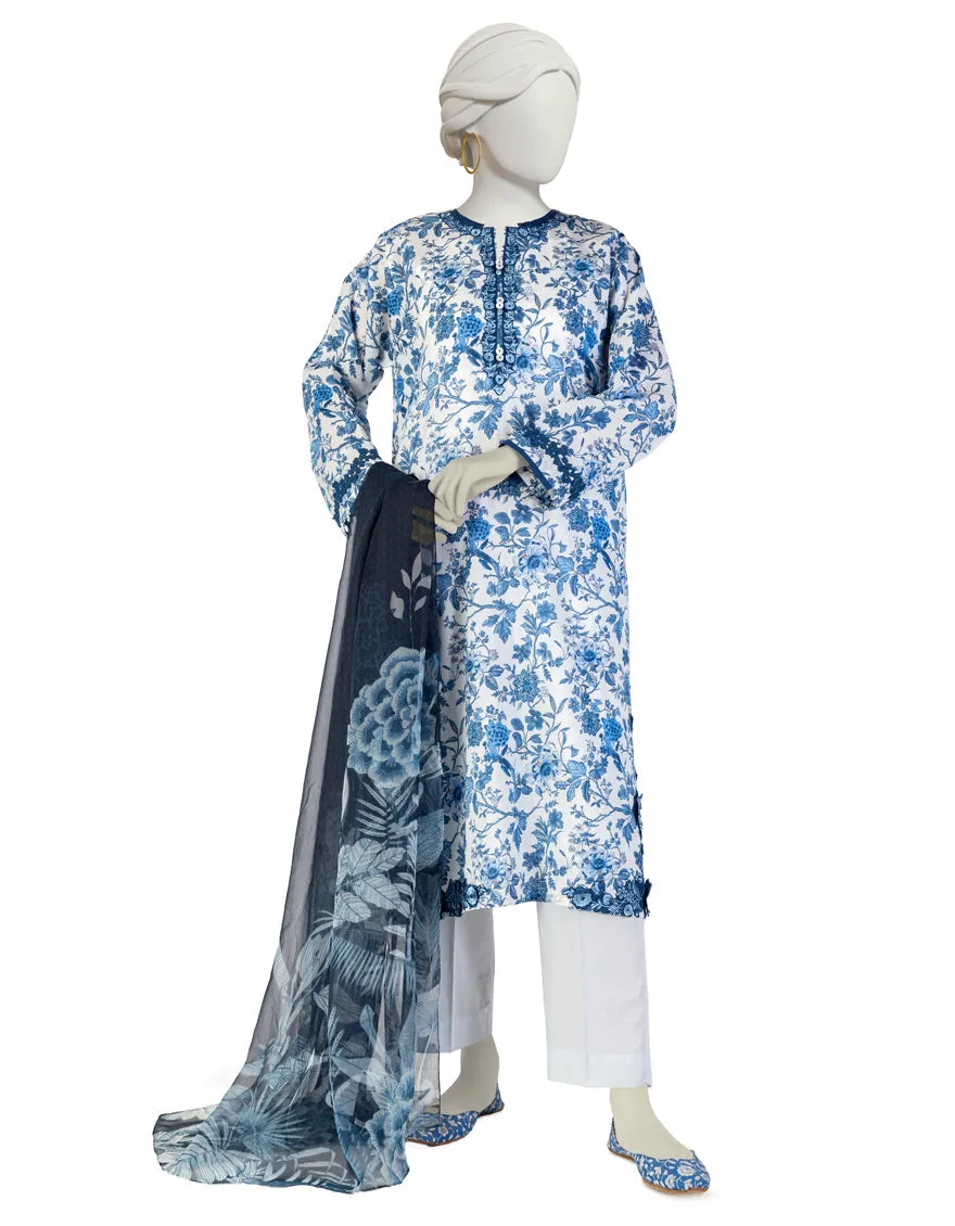 BLUE LAWN 3PC STITCHED | JLAWN-S-25-131/S GAR sold by Junaid Jamshed