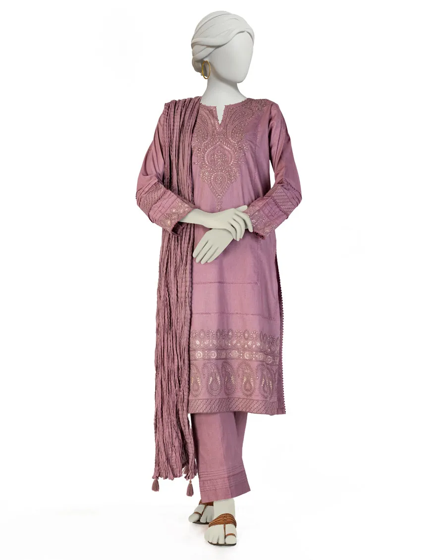 MAUVE LAWN 3PC STITCHED | JLAWN-S-25-133/S CHI sold by Junaid Jamshed