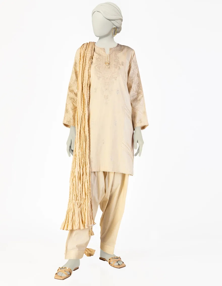 BEIGE LAWN 3PC STITCHED | JLAWN-S-25-134/S CHI sold by Junaid Jamshed