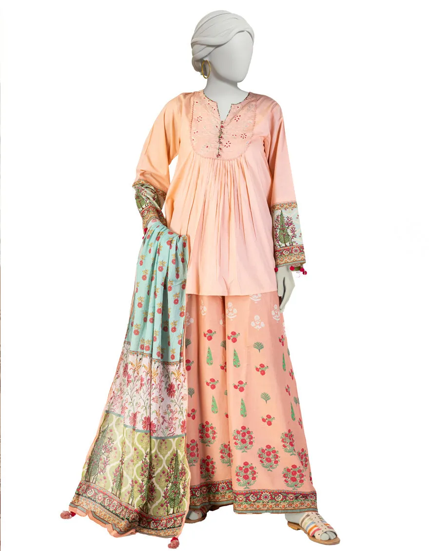 PEACH LAWN 3PC STITCHED | JLAWN-S-25-144/S FUS sold by Junaid Jamshed