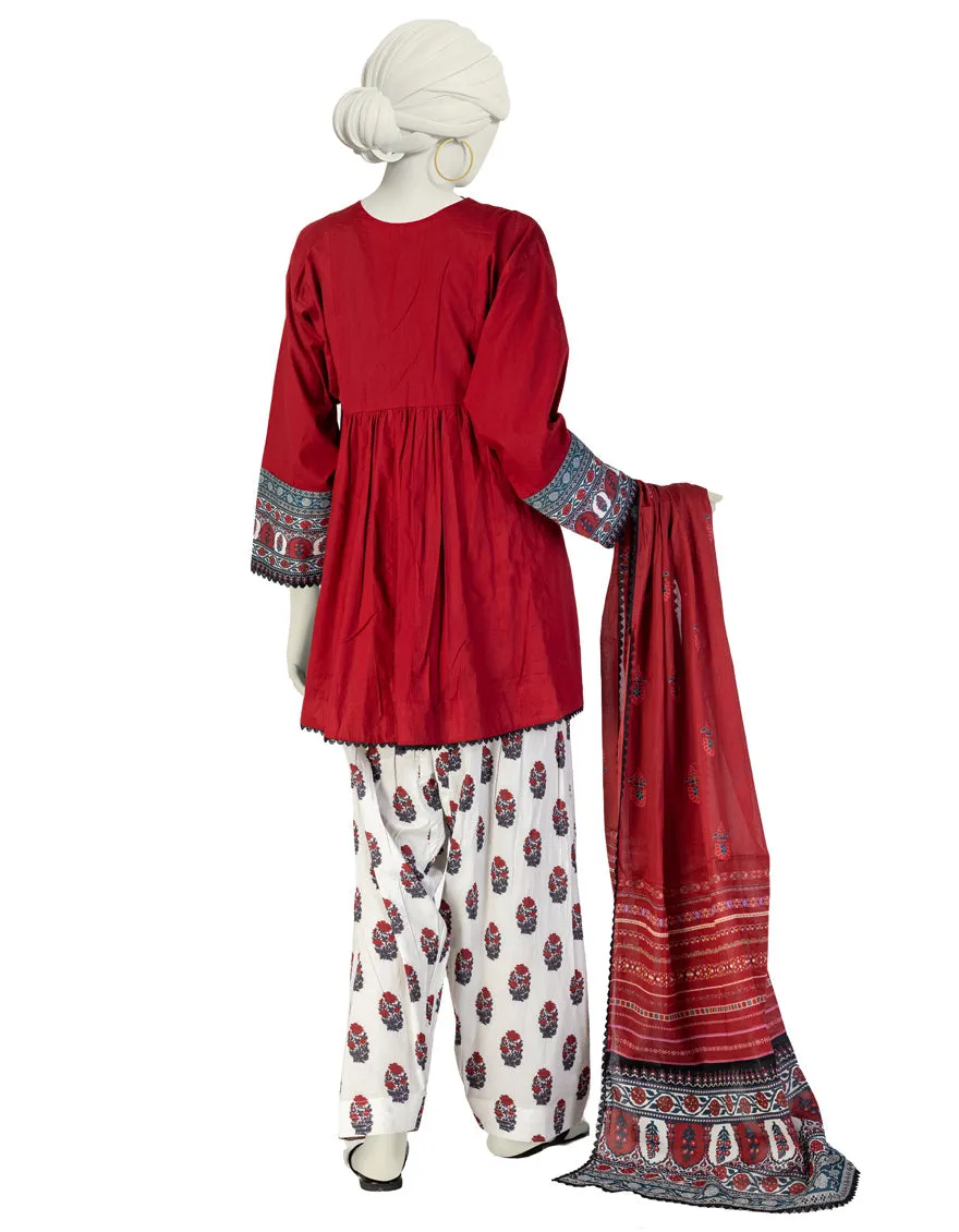 RED LAWN 3PC STITCHED | JLAWN-S-25-148/S FUS sold by Junaid Jamshed product image thumbnail 2