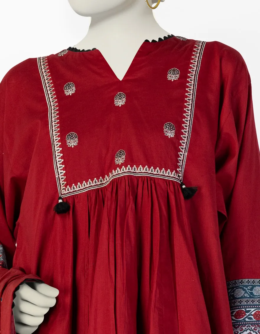 RED LAWN 3PC STITCHED | JLAWN-S-25-148/S FUS sold by Junaid Jamshed product image thumbnail 3