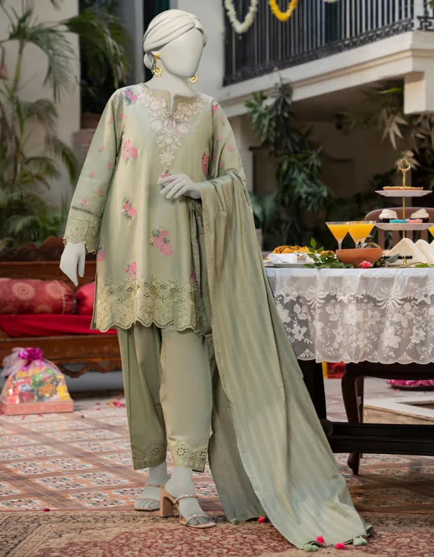 GREEN LAWN 3PC STITCHED | JLAWN-S-25-159/S SCH sold by Junaid Jamshed