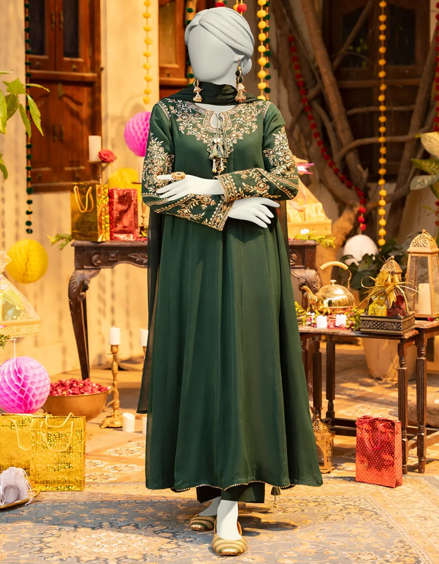 GREEN CHIFFON 3PC STITCHED | JLAWN-S-25-163/S SHI sold by Junaid Jamshed