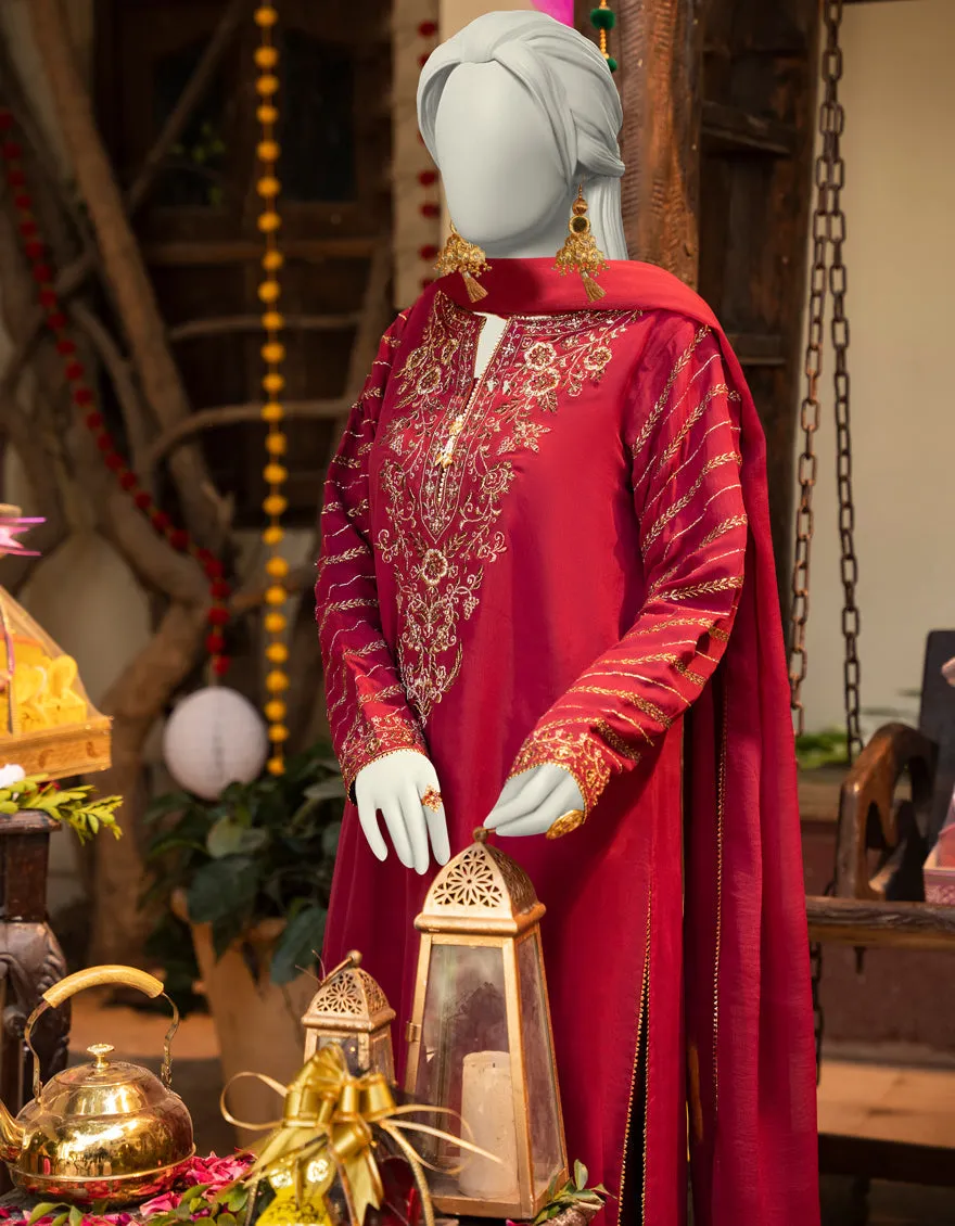 MAROON CHIFFON 3PC STITCHED | JLAWN-S-25-164/S SHI sold by Junaid Jamshed product image thumbnail 2