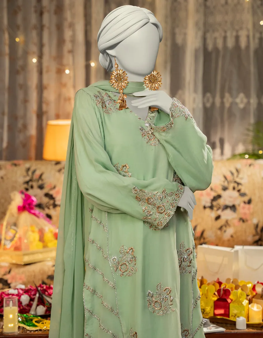 GREEN CHIFFON 3PC STITCHED | JLAWN-S-25-169/S SHI sold by Junaid Jamshed product image thumbnail 3
