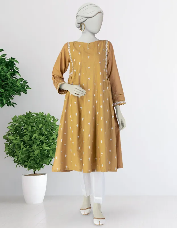 OCHER LAWN KURTI | JJLK-S-JSS-25-379 FB made by Junaid Jamshed