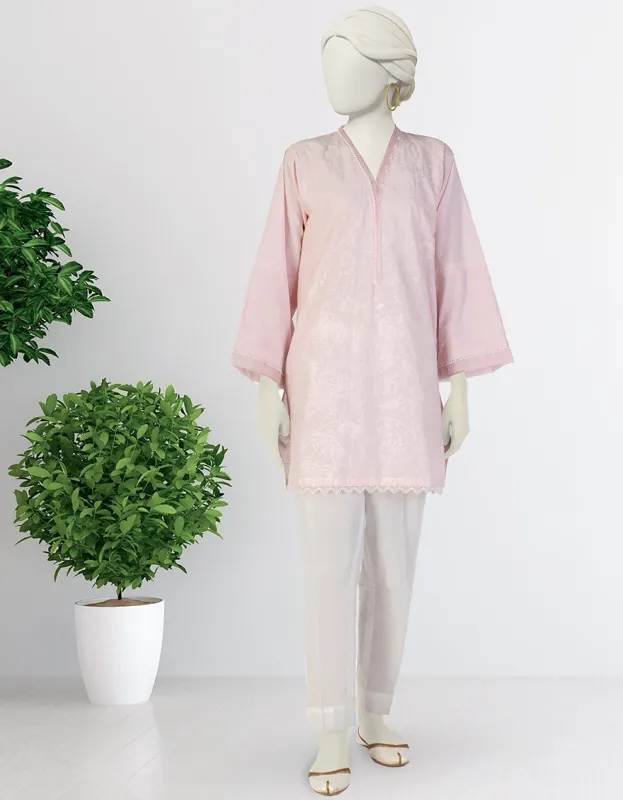 PINK LAWN KURTI | JJLK-S-JSS-25-386 FB made by Junaid Jamshed