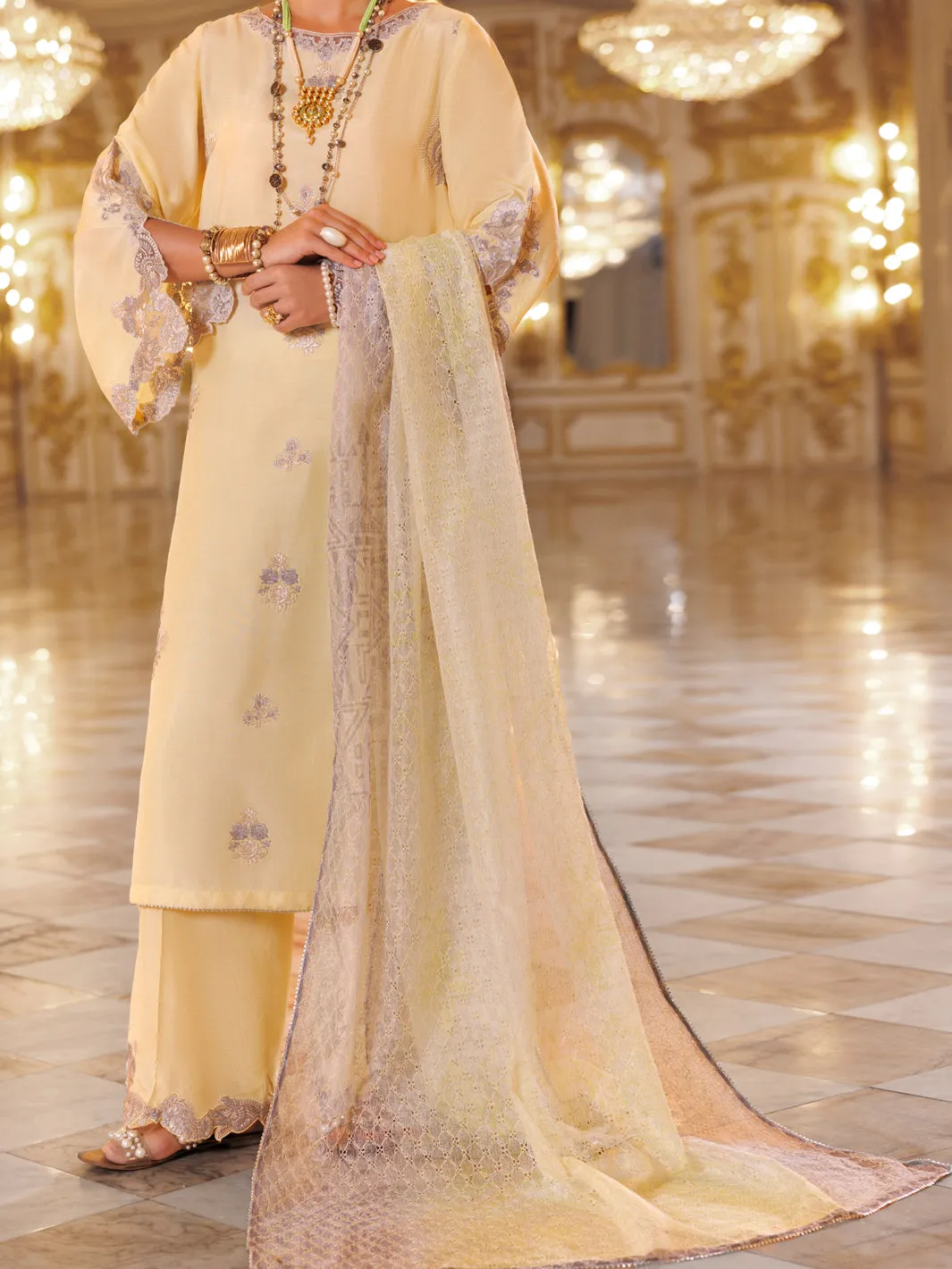 LEMON SHEESHA SILK 3PC STITCHED | AL-3PS-LS-503/AM-300 sold by Junaid Jamshed