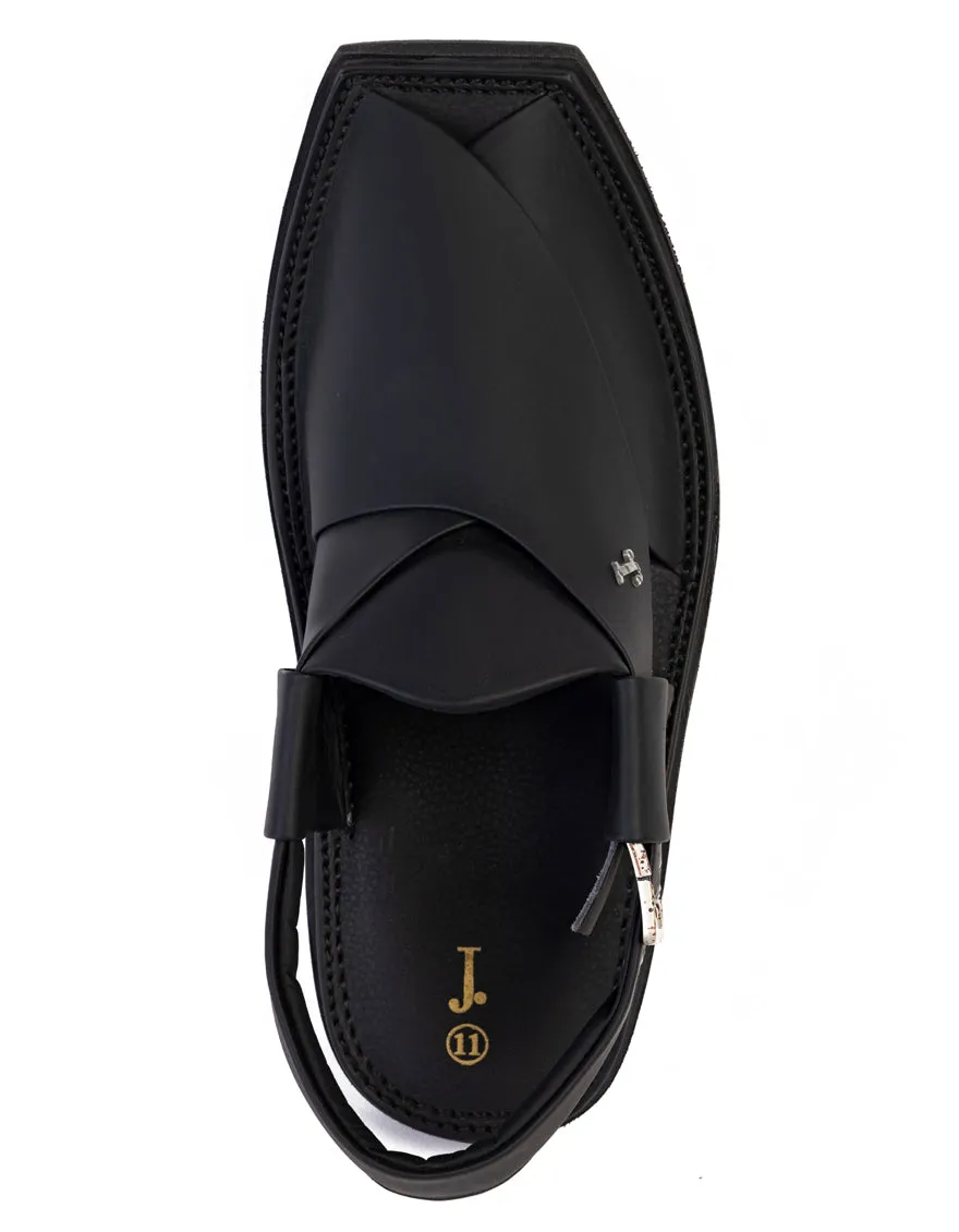 MATT BLACK PESHAWARI SANDAL | JJFW-JPC-100-KC/S25- sold by Junaid Jamshed