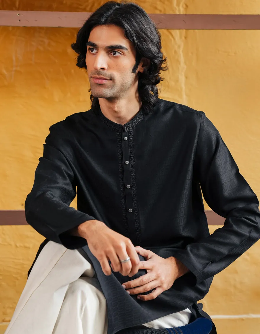 BLACK BLENDED KURTA | JJK-A-33297/S25/JJ93 sold by Junaid Jamshed product image thumbnail 2