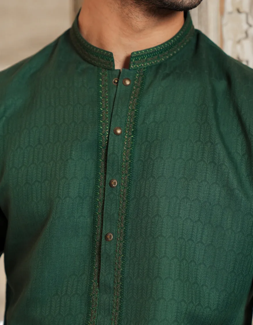 GREEN BLENDED KURTA | JJK-A-33298/S25/JJ93 sold by Junaid Jamshed product image thumbnail 2