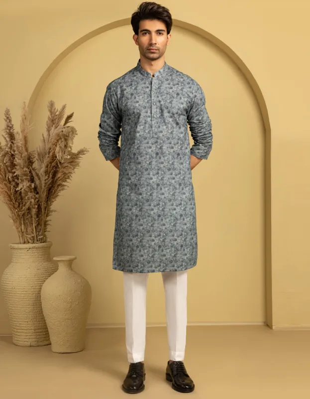 GREY COTTON KURTA | JJK-A-33320/S25/JJ61 sold by Junaid Jamshed