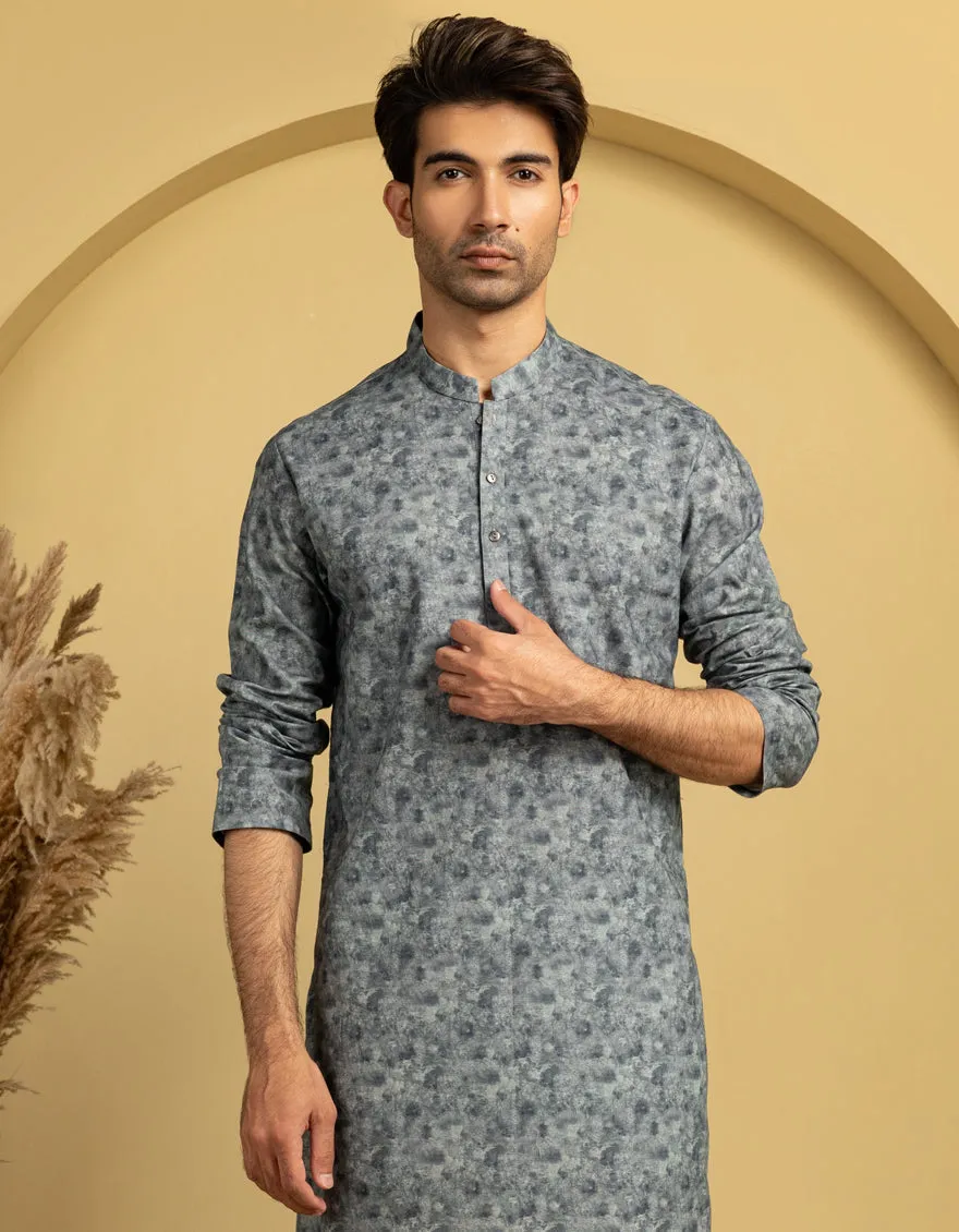 GREY COTTON KURTA | JJK-A-33320/S25/JJ61 sold by Junaid Jamshed product image thumbnail 3