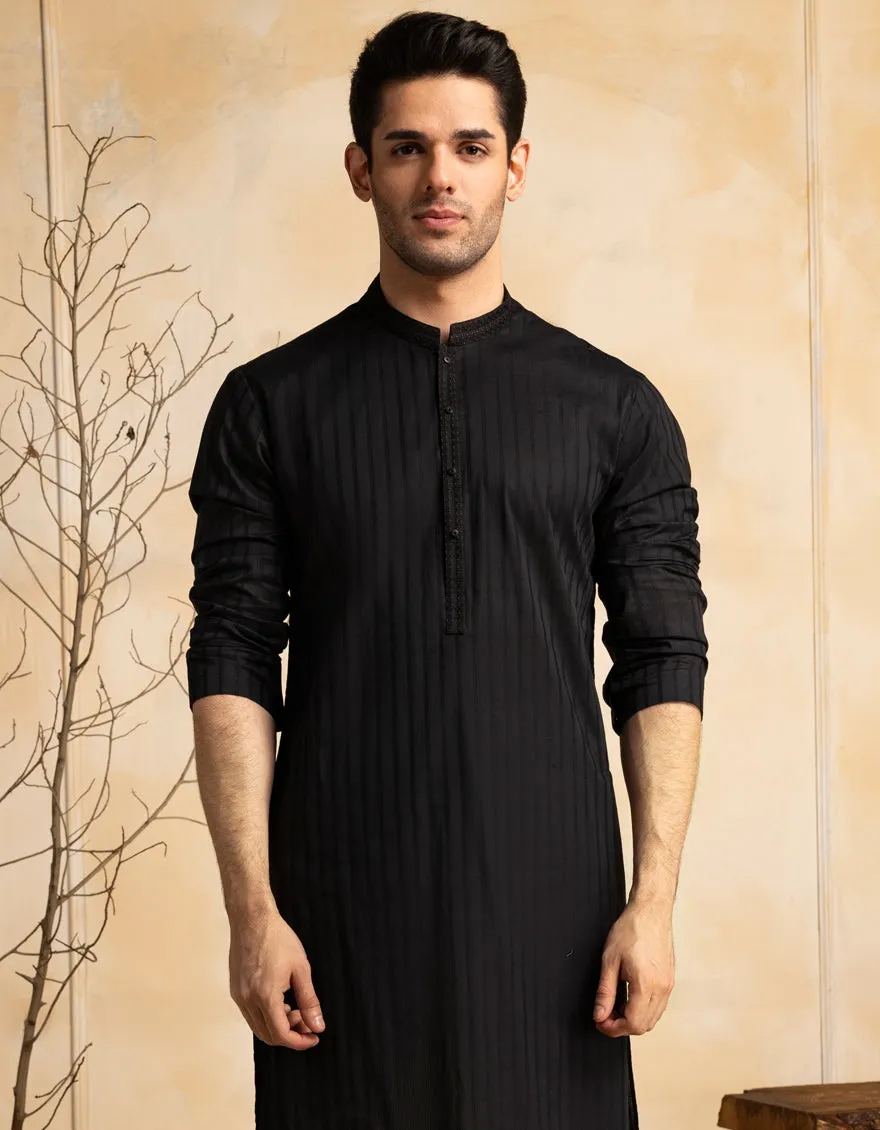 BLACK BLENDED KURTA | JJK-S-33294/S25/JJ99 sold by Junaid Jamshed product image thumbnail 2