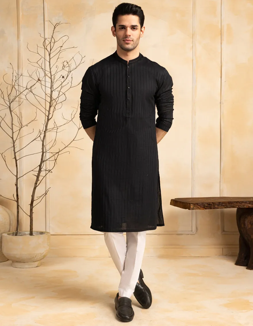 BLACK BLENDED KURTA | JJK-S-33294/S25/JJ99 sold by Junaid Jamshed