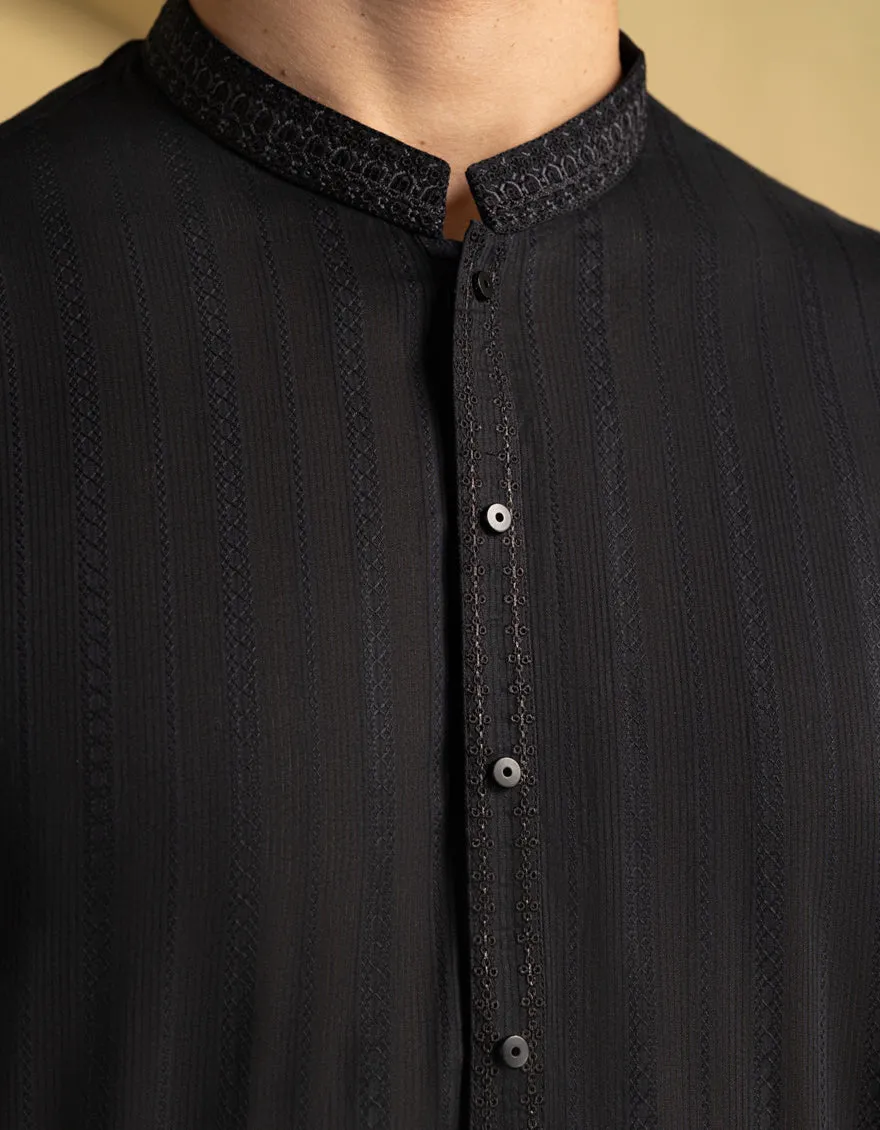 BLACK COTTON KURTA | JJK-S-33296/S25/JJ99 sold by Junaid Jamshed product image thumbnail 4