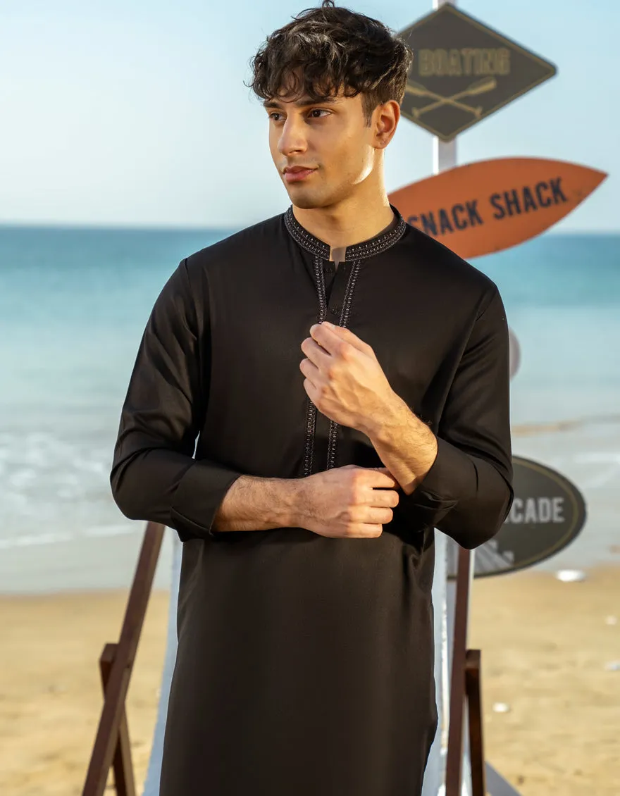 BLACK BLENDED KURTA TROUSERS | JTKP-A-50036/S25/JJ9 sold by Junaid Jamshed product image thumbnail 2