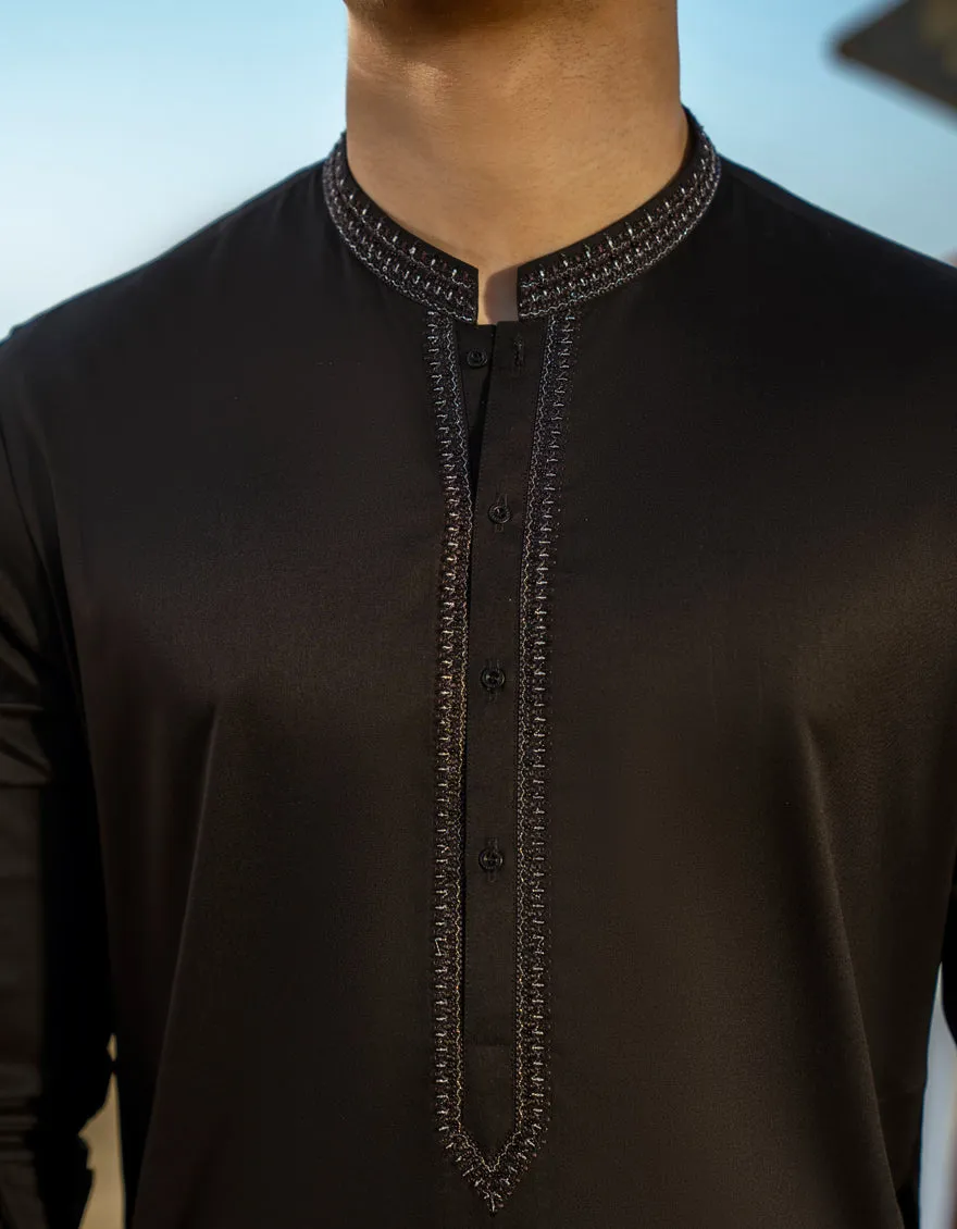 BLACK BLENDED KURTA TROUSERS | JTKP-A-50036/S25/JJ9 sold by Junaid Jamshed product image thumbnail 3