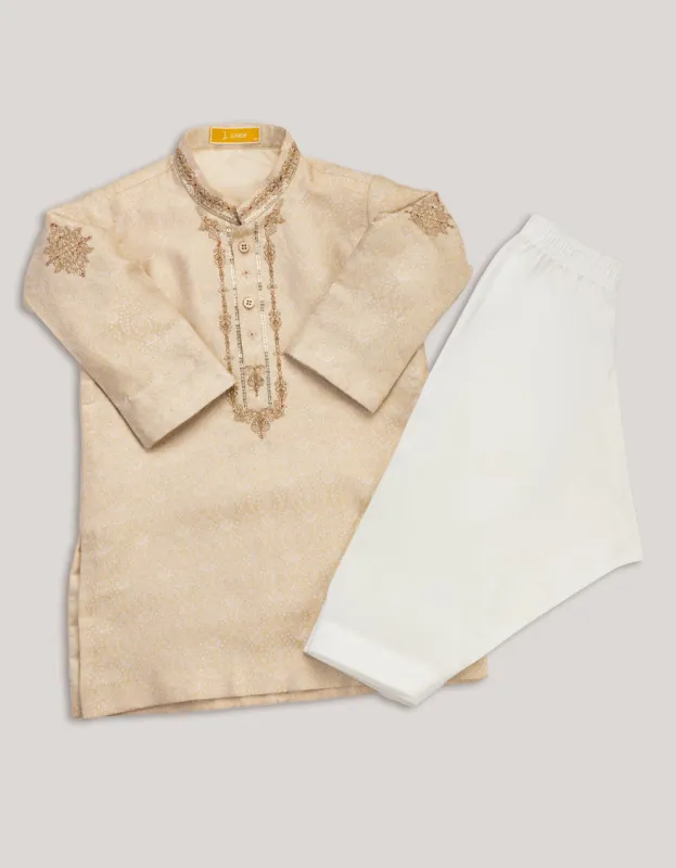 BEIGE BLENDED SPECIAL KAMEEZ SHALWAR | JJIKS-SP-A-48201/S25 sold by Junaid Jamshed