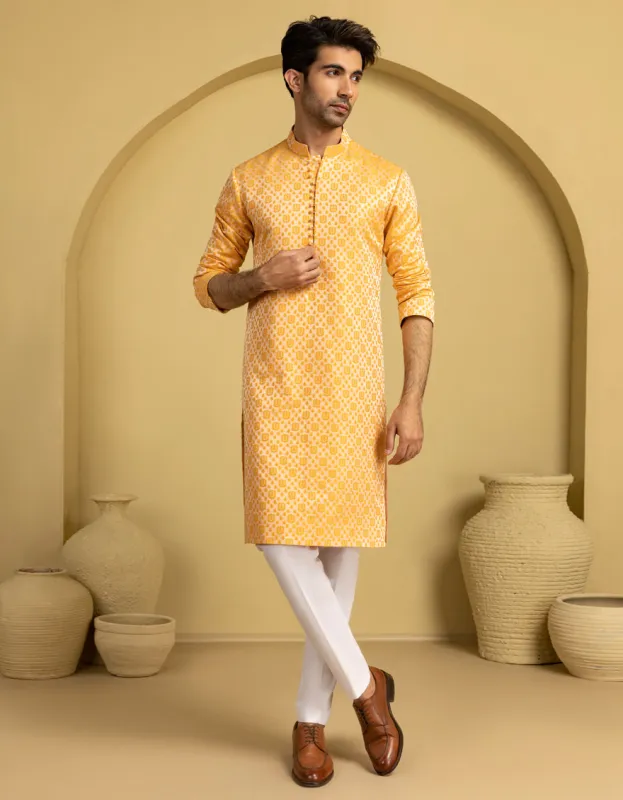 ORANGE BLENDED SPECIAL KURTA | JJK-SP-A-48208/S25/J sold by Junaid Jamshed