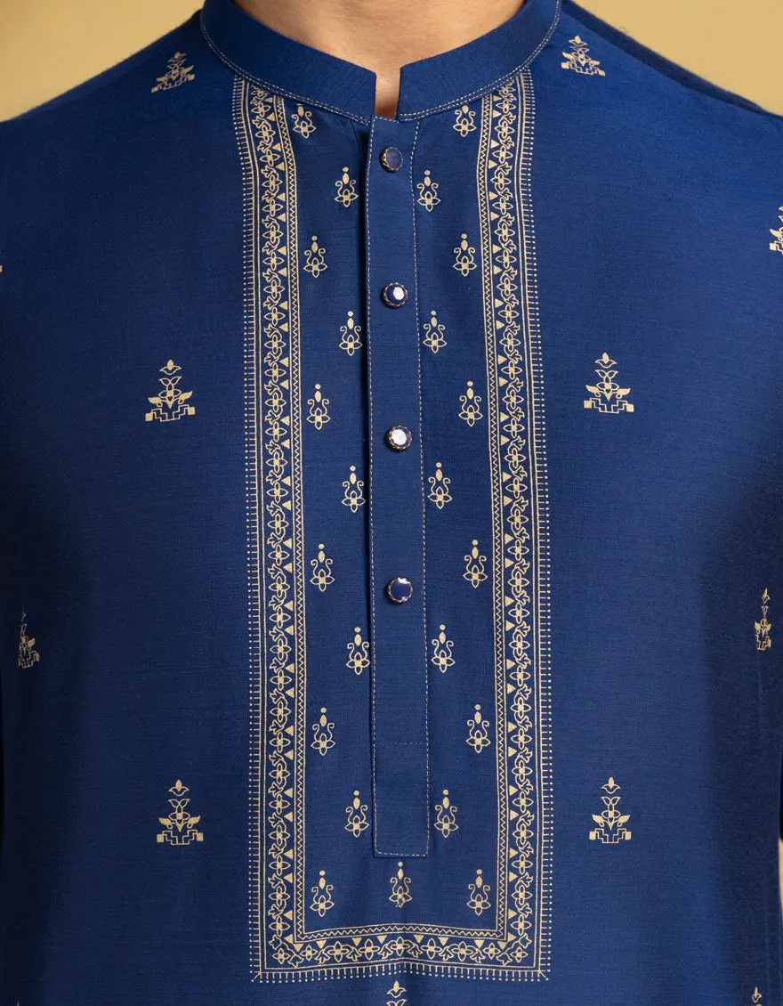 INK BLUE BLENDED SPECIAL KURTA | JJK-SP-A-50089/S25/J sold by Junaid Jamshed product image thumbnail 4