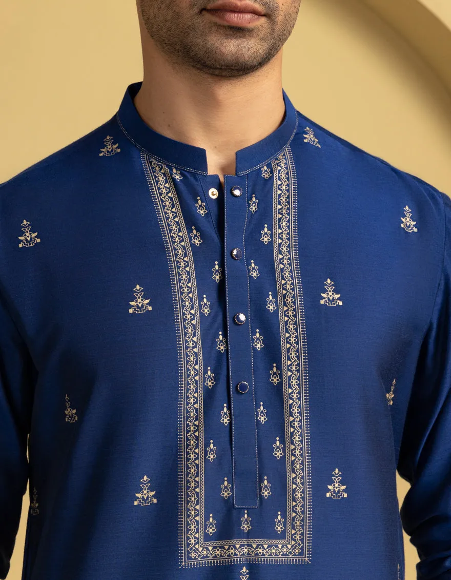 INK BLUE BLENDED SPECIAL KURTA | JJK-SP-A-50089/S25/J sold by Junaid Jamshed product image thumbnail 2